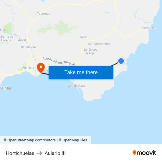 Hortichuelas to Aulario III map