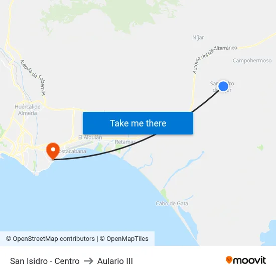 San Isidro - Centro to Aulario III map