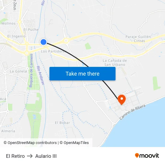 El Retiro to Aulario III map