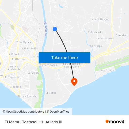 El Mamí - Tostasol to Aulario III map