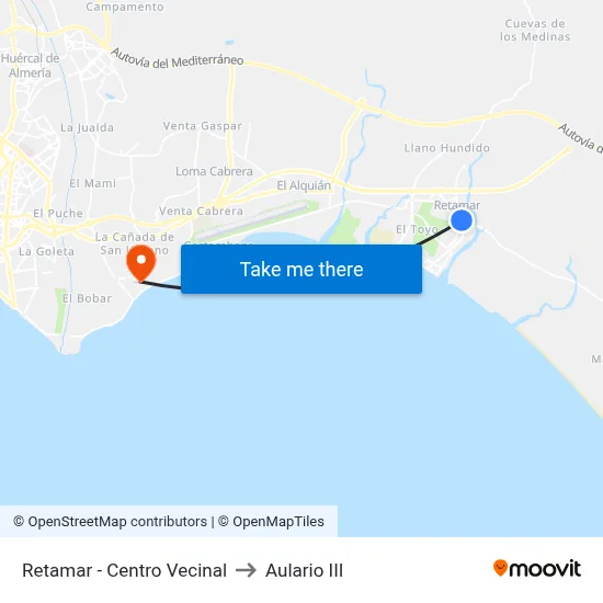 Retamar - Centro Vecinal to Aulario III map
