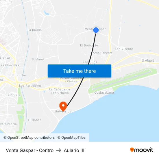 Venta Gaspar - Centro to Aulario III map