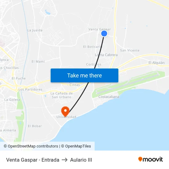 Venta Gaspar - Entrada to Aulario III map