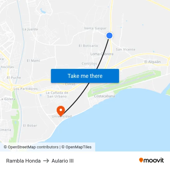 Rambla Honda to Aulario III map