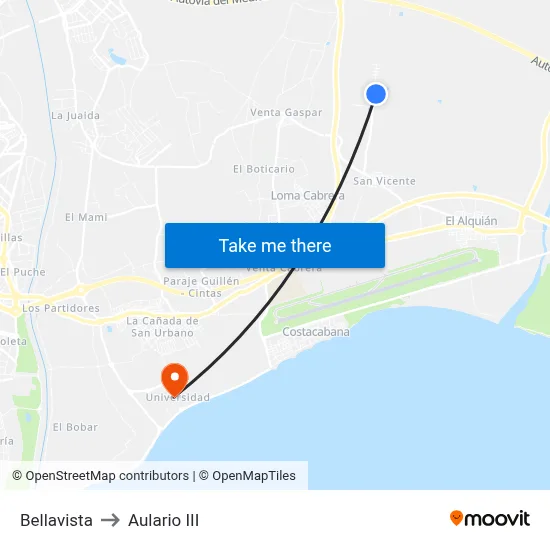 Bellavista to Aulario III map
