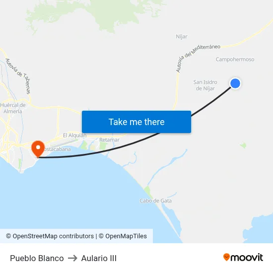 Pueblo Blanco to Aulario III map