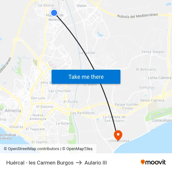 Huércal - Ies Carmen Burgos to Aulario III map