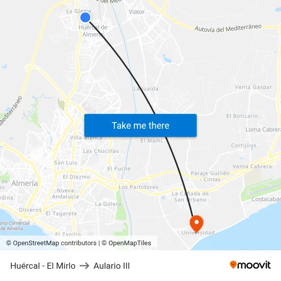 Huércal - El Mirlo to Aulario III map