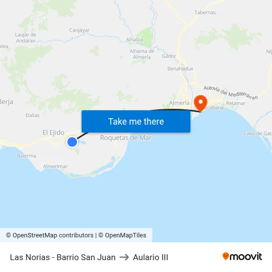 Las Norias - Barrio San Juan to Aulario III map