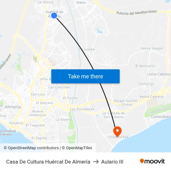 Casa De Cultura Huércal De Almería to Aulario III map