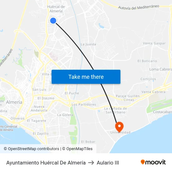 Ayuntamiento Huércal De Almería to Aulario III map