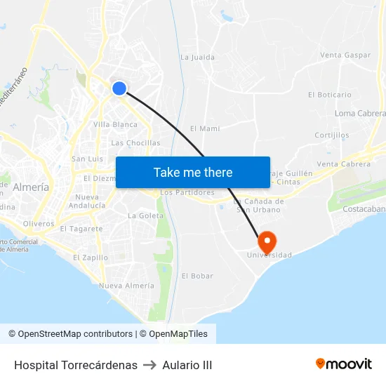 Hospital Torrecárdenas to Aulario III map