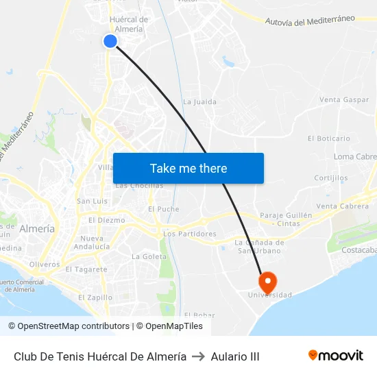 Club De Tenis Huércal De Almería to Aulario III map