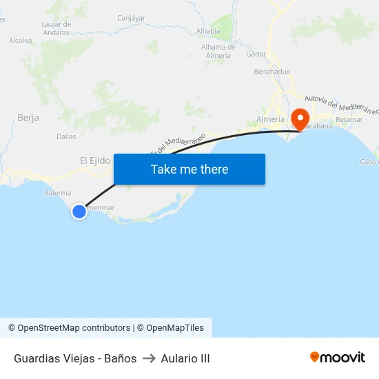 Guardias Viejas - Baños to Aulario III map