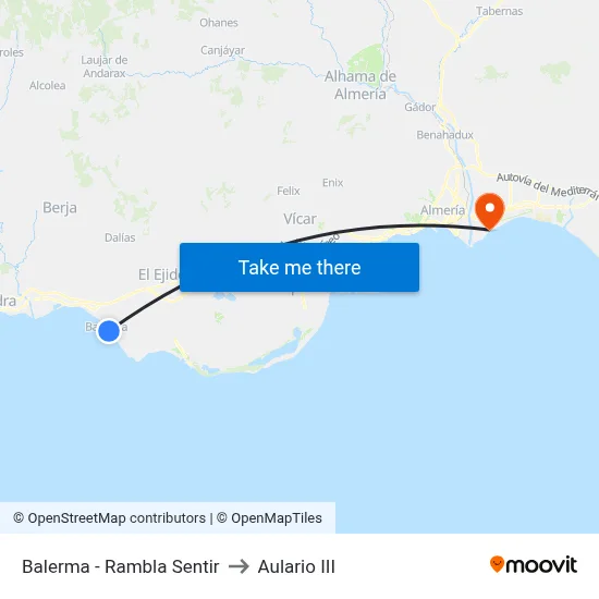 Balerma - Rambla Sentir to Aulario III map