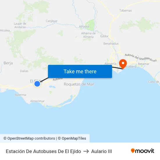 Estación De Autobuses De El Ejido to Aulario III map