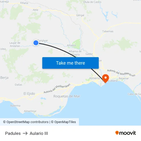 Padules to Aulario III map