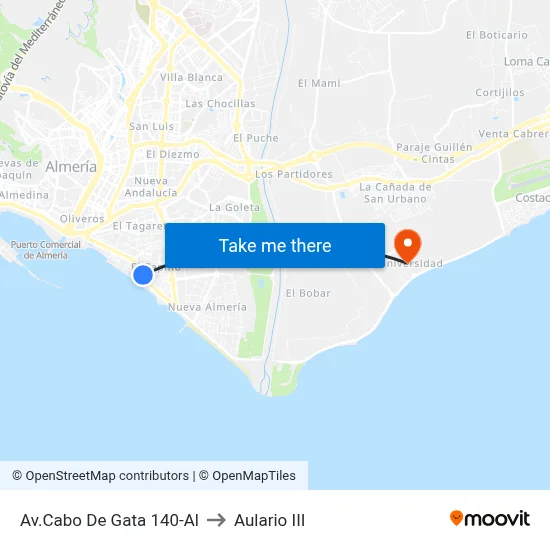Av.Cabo De Gata 140-Al to Aulario III map