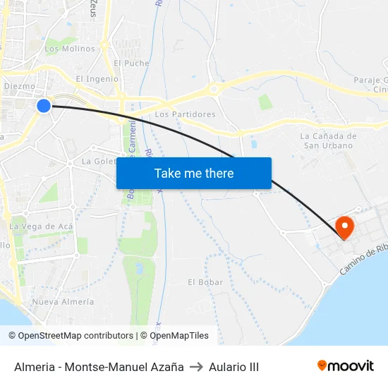 Almeria - Montse-Manuel Azaña to Aulario III map