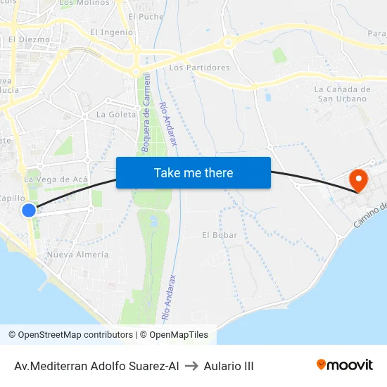Av.Mediterran Adolfo Suarez-Al to Aulario III map
