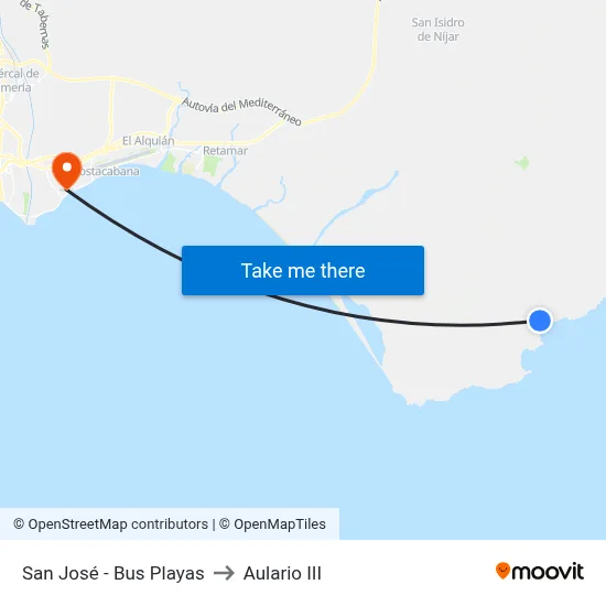 San José - Bus Playas to Aulario III map