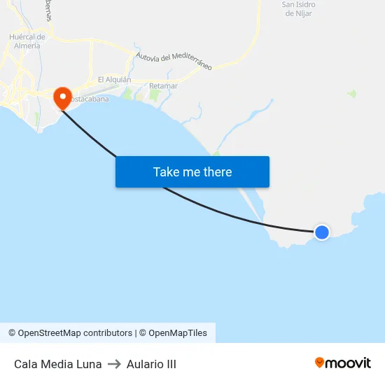 Cala Media Luna to Aulario III map