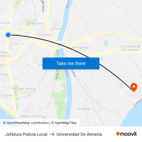 Jefatura Policía Local to Universidad De Almería map