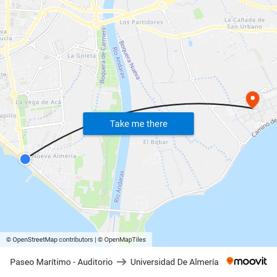 Paseo Marítimo - Auditorio to Universidad De Almería map