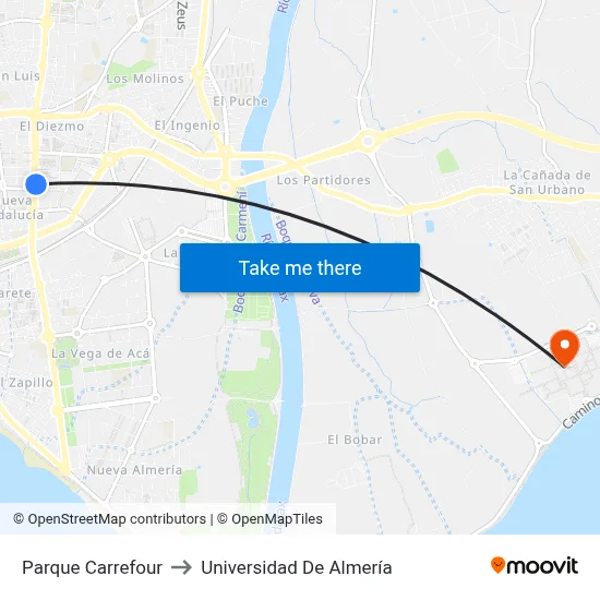 Parque Carrefour to Universidad De Almería map
