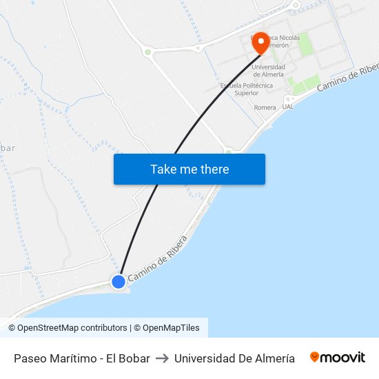 Paseo Marítimo - El Bobar to Universidad De Almería map