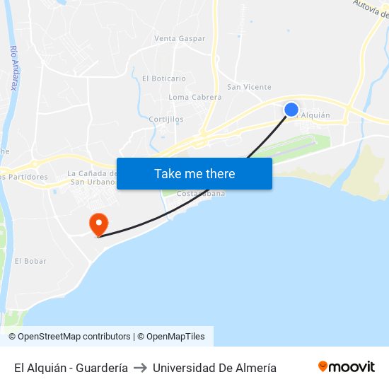El Alquián - Guardería to Universidad De Almería map