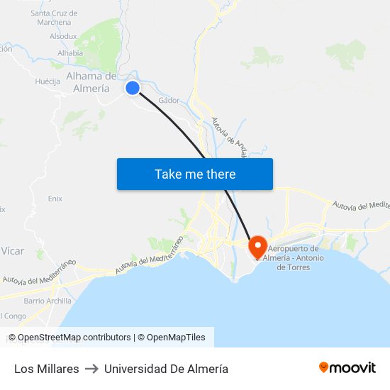 Los Millares to Universidad De Almería map