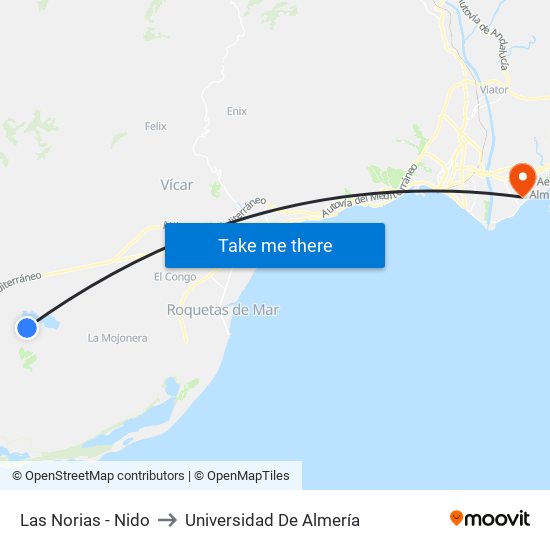 Las Norias - Nido to Universidad De Almería map