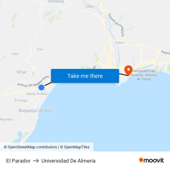 El Parador to Universidad De Almería map