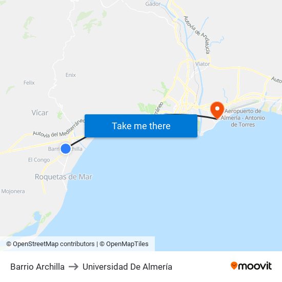 Barrio Archilla to Universidad De Almería map