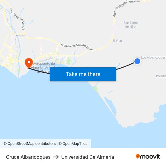 Cruce Albaricoques to Universidad De Almería map