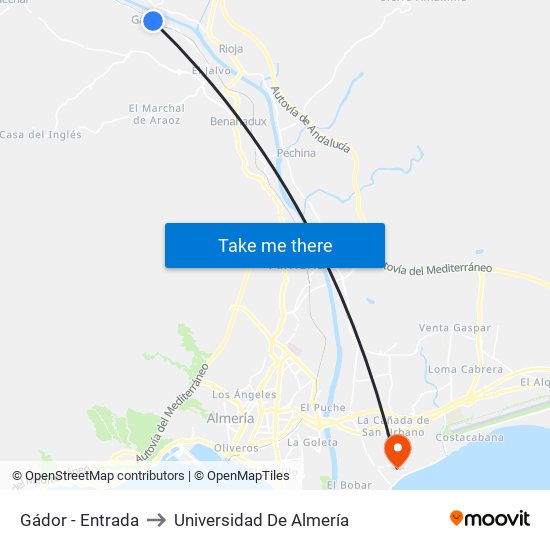 Gádor - Entrada to Universidad De Almería map