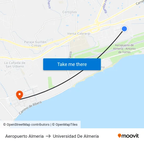 Aeropuerto Almeria to Universidad De Almería map