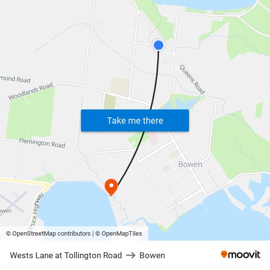 Wests Lane at Tollington Road to Bowen map