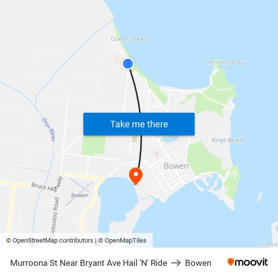 Murroona St Near Bryant Ave Hail 'N' Ride to Bowen map