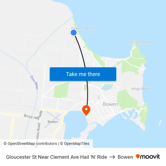 Gloucester St Near Clement Ave Hail 'N' Ride to Bowen map
