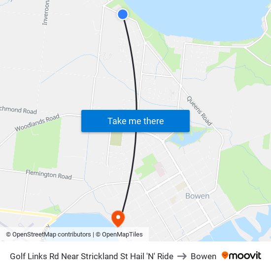 Golf Links Rd Near Strickland St Hail 'N' Ride to Bowen map