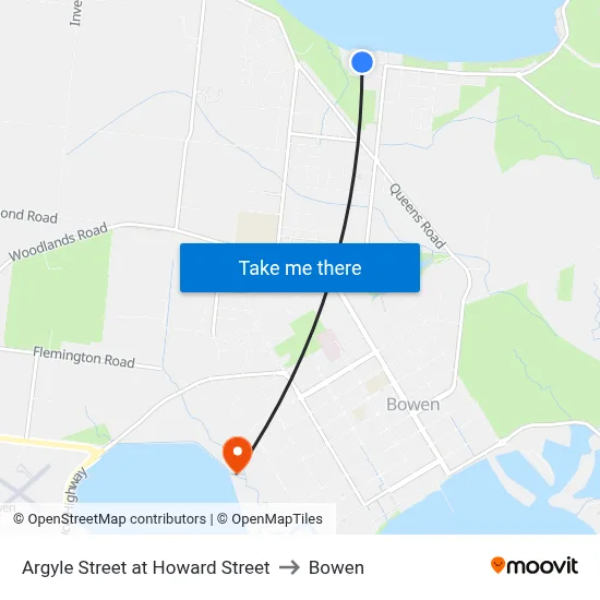 Argyle Street at Howard Street to Bowen map