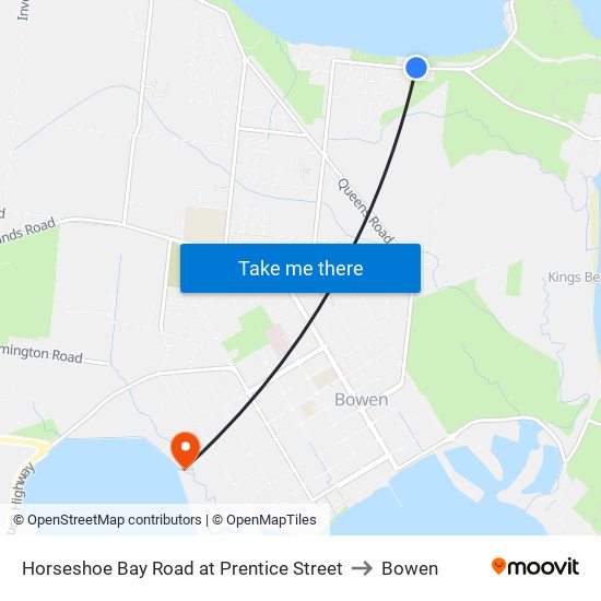 Horseshoe Bay Road at Prentice Street to Bowen map
