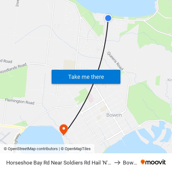 Horseshoe Bay Rd Near Soldiers Rd Hail 'N' Ride to Bowen map