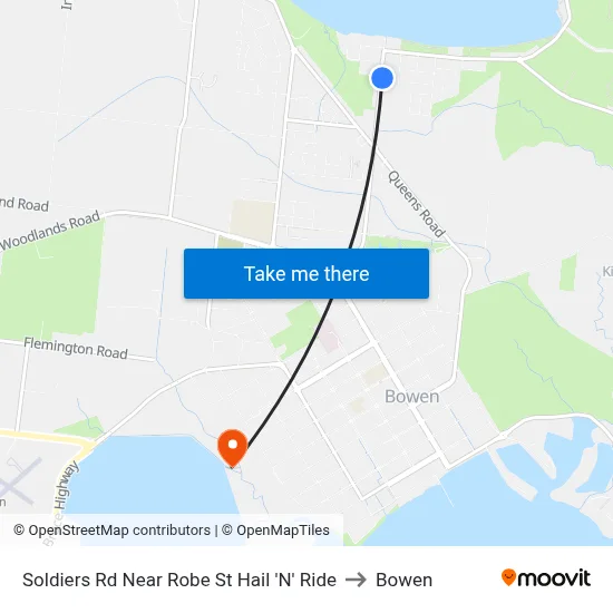Soldiers Rd Near Robe St Hail 'N' Ride to Bowen map