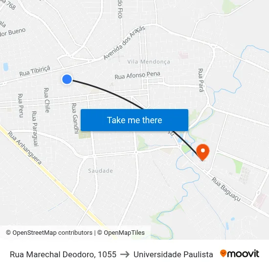 Rua Marechal Deodoro, 1055 to Universidade Paulista map