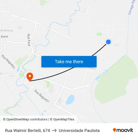 Rua Walmir Bertelli, 674 to Universidade Paulista map
