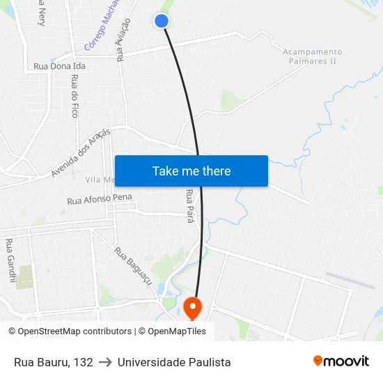 Rua Bauru, 132 to Universidade Paulista map