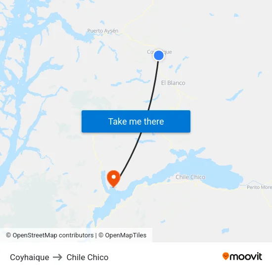 Coyhaique to Chile Chico map